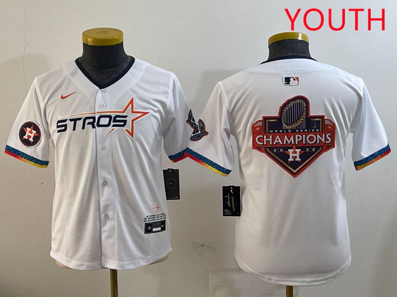 Youth Houston Astros Blank White Fourth generation Joint Name 2025 Nike MLB Jersey style 13